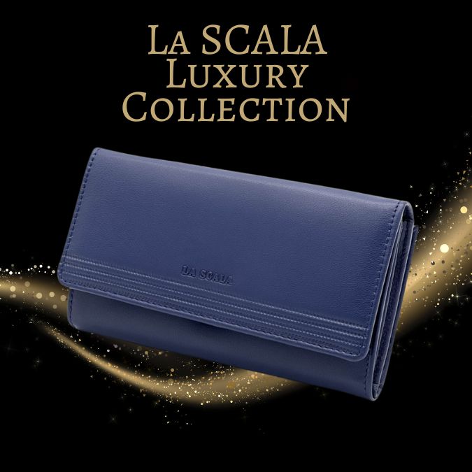 portofel dama albastru din piele La SCALA
